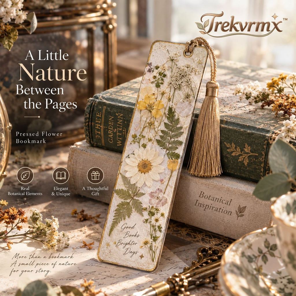 Trekvrmx™ Meadow Archive Pressed Botanical Bookmark | Handmade Flower Bookmark, Botanical Book Accessory, Reader Gift