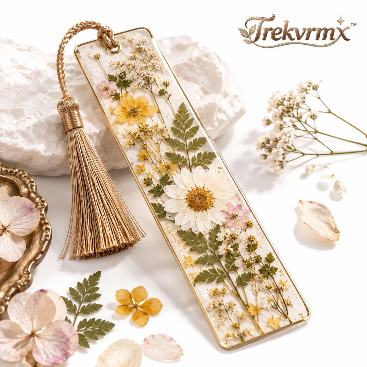 Trekvrmx™ Meadow Archive Pressed Botanical Bookmark | Handmade Flower Bookmark, Botanical Book Accessory, Reader Gift