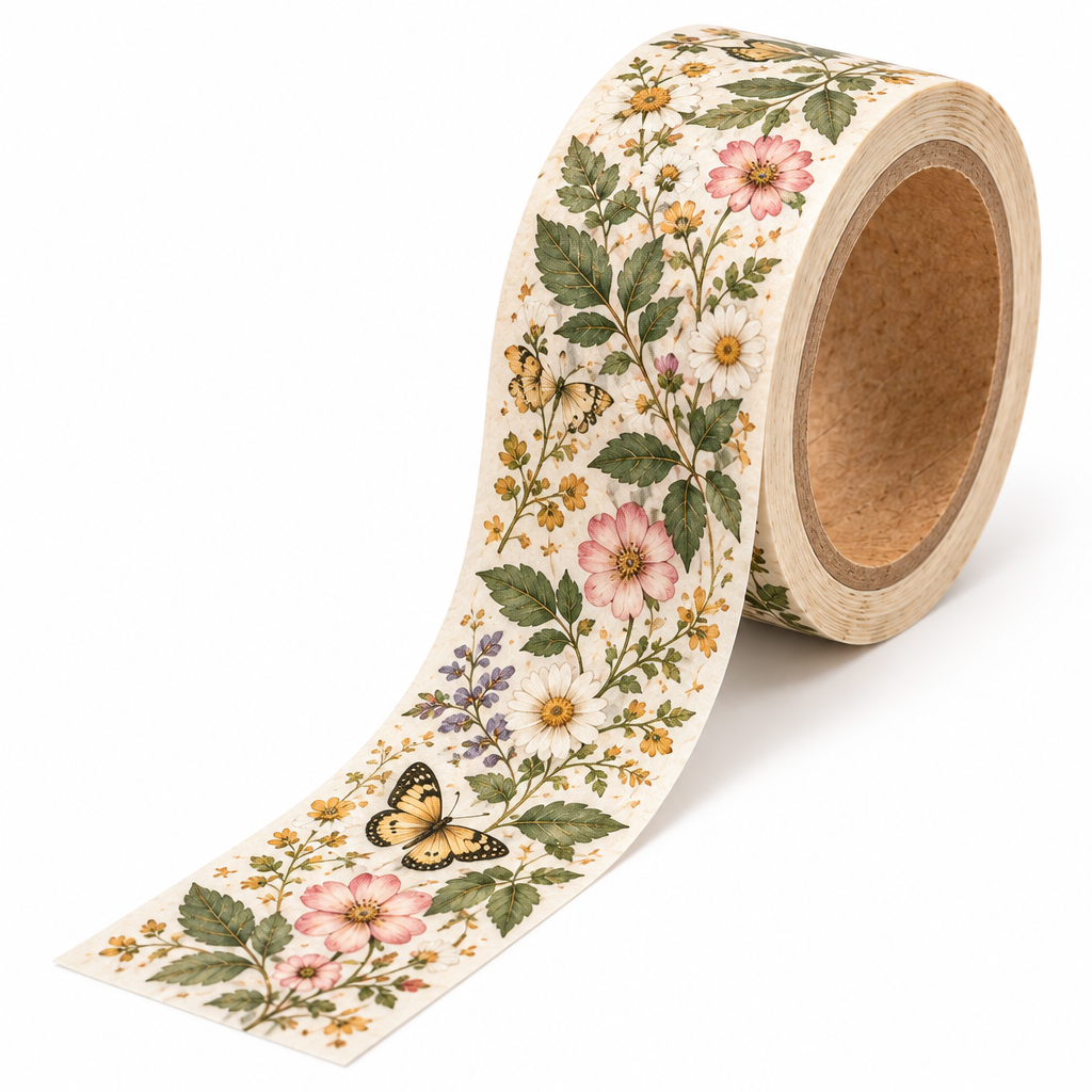 Trekvrmx™ Garden Notes Botanical Illustration Washi Tape | Floral Journal Tape, Scrapbook Planner Craft Tape, 3 m Roll