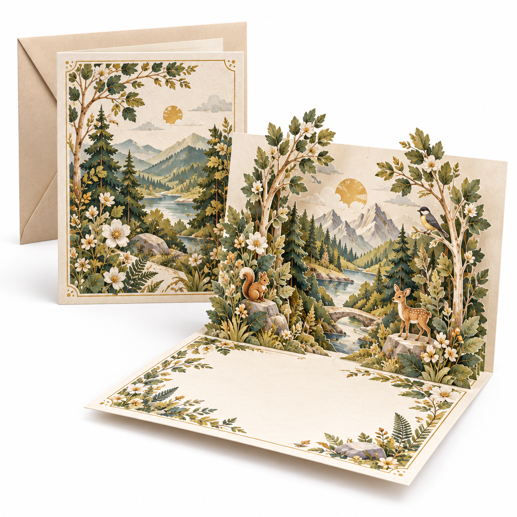 Trekvrmx™ Paper Garden Dimensional Art Greeting Card | Original 3D Botanical Celestial Nature Pop-Up Card